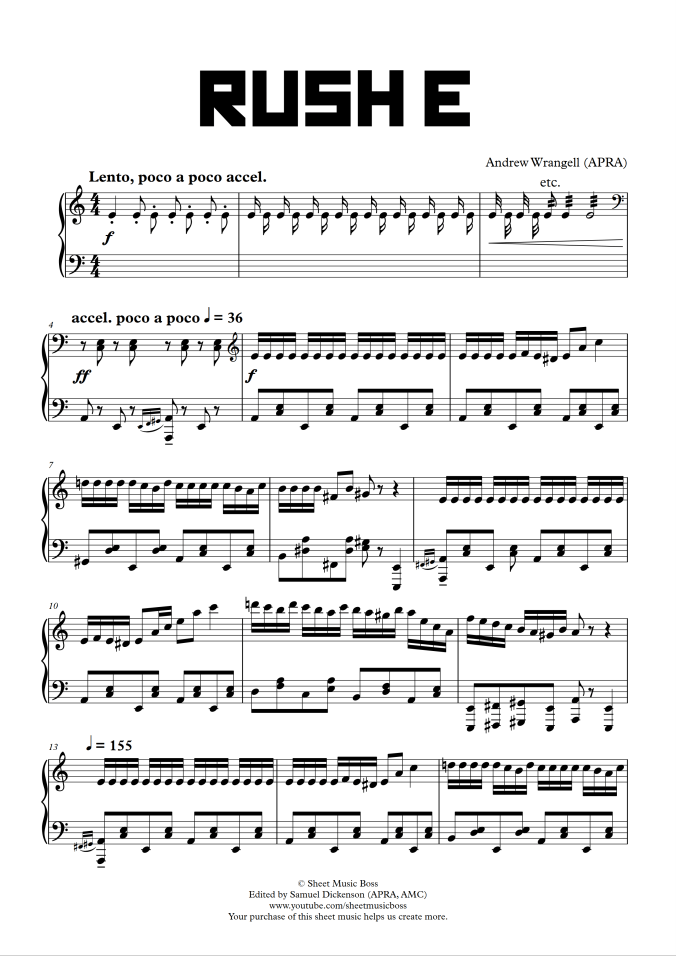 rush e roblox piano sheet