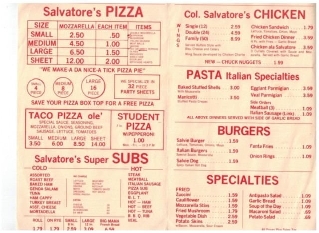 salvatores old fashioned pizzeria hilton menu