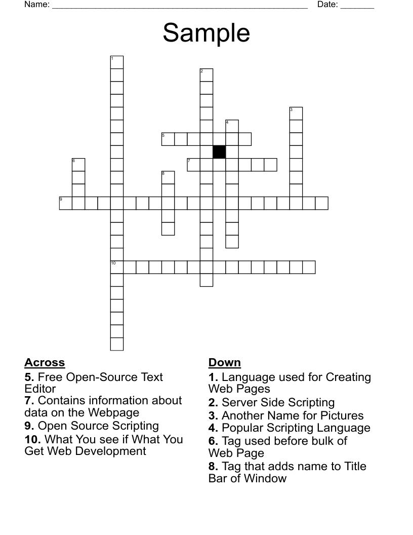 sample crossword