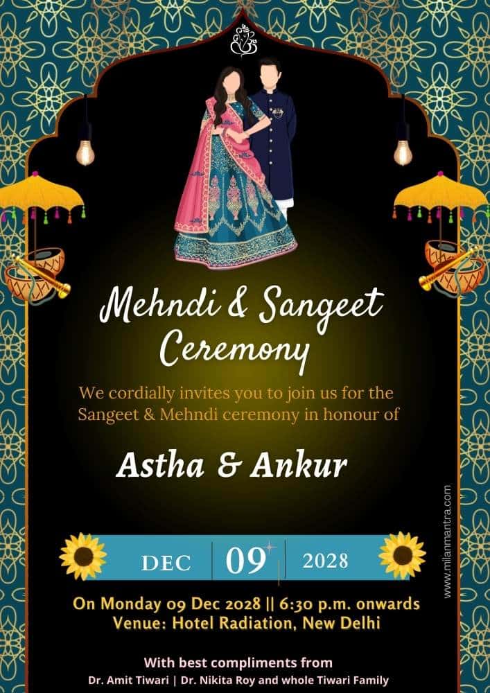 sangeet invitation cards online free