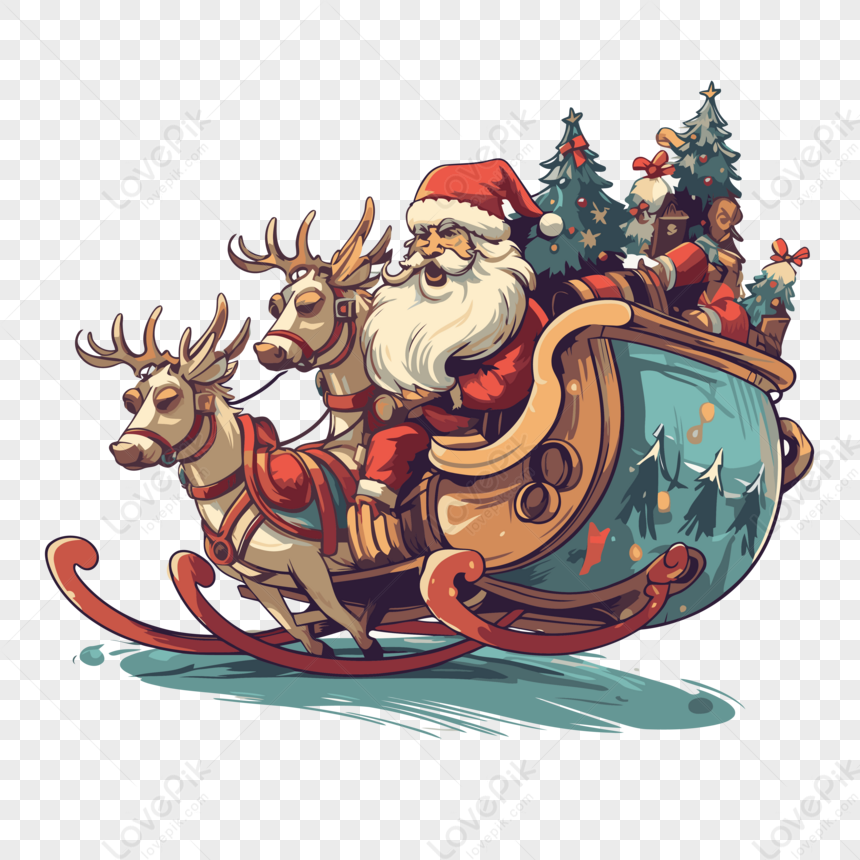 santa on sleigh clipart