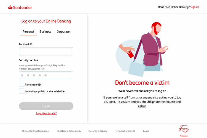 santander online banking personal