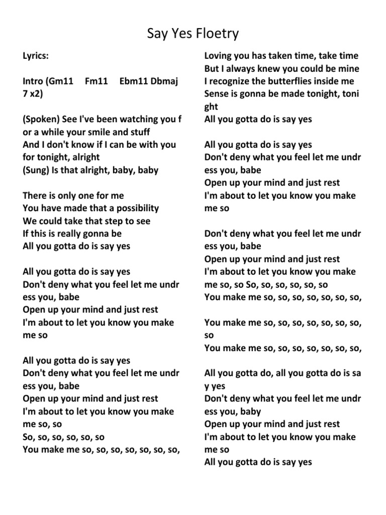 say yes say yes lyrics