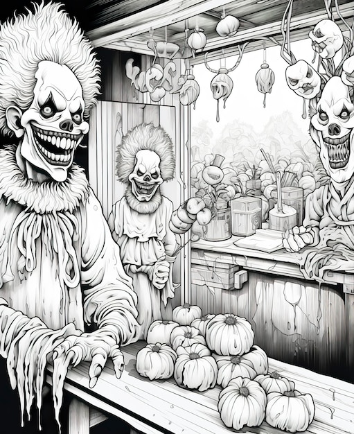 scary clown coloring pictures