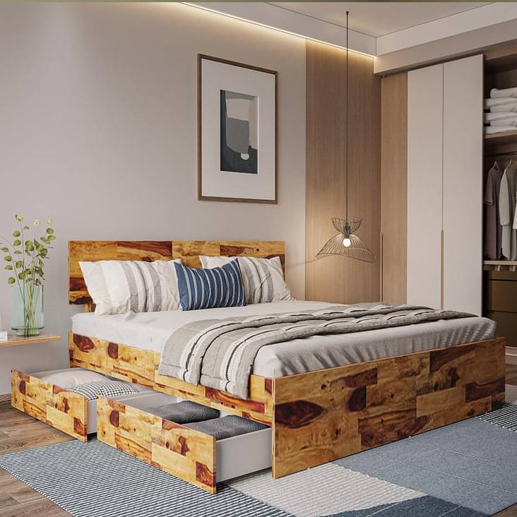 sheesham wood double bed