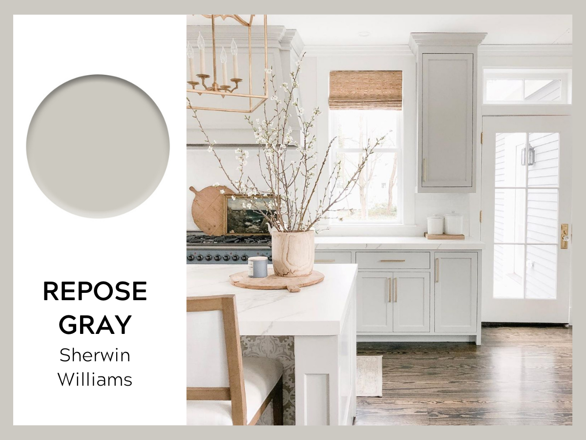 sherwin williams repose gray cabinets