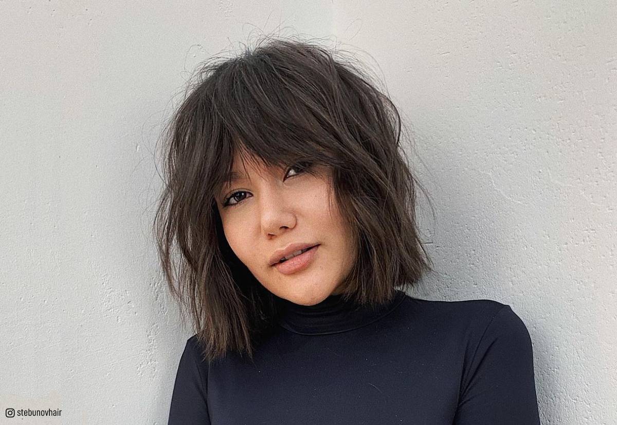 short shaggy bob haircuts with bangs