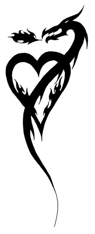 simple dragon heart tattoo