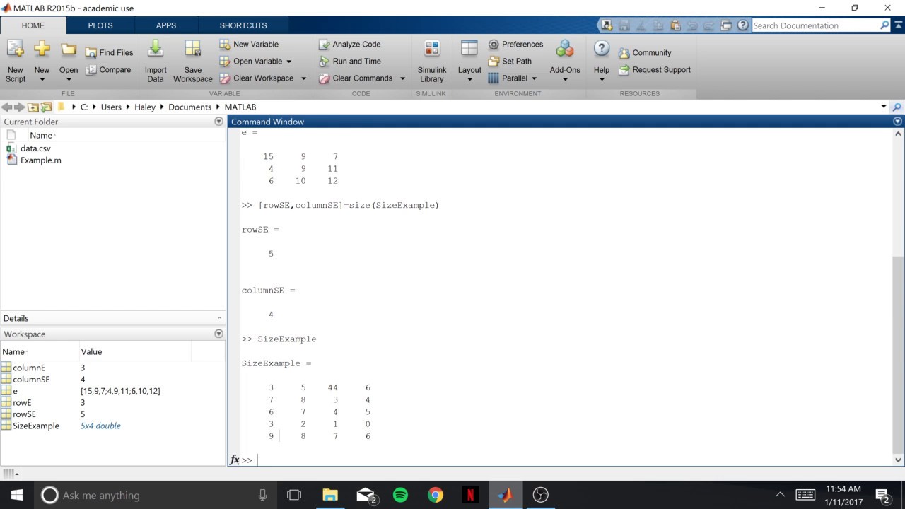 size function matlab