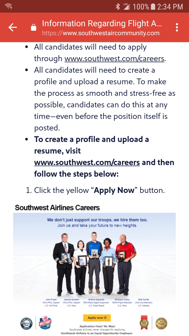 southwest flight attendant application