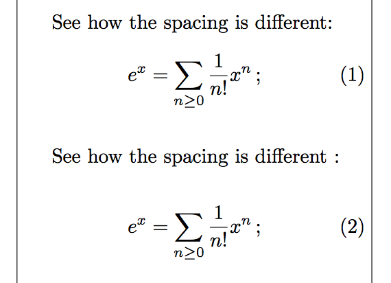 space math mode latex