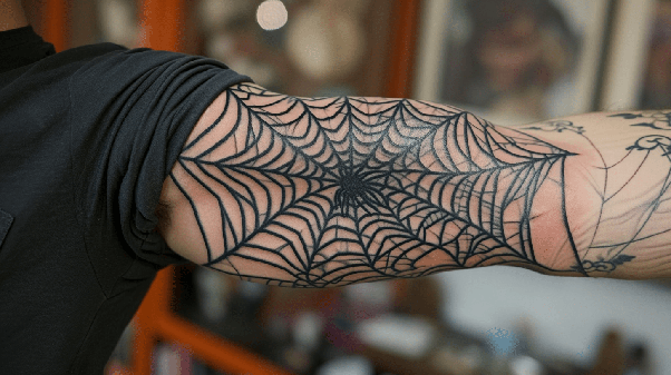 spider web on elbow