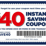 spotlight voucher spend $100 get 40 off