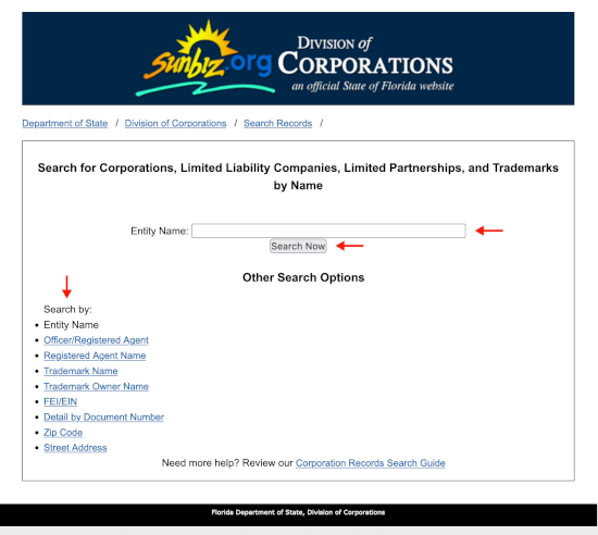 sunbiz florida search