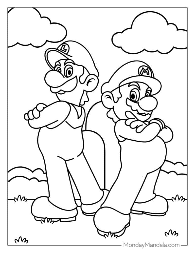 super mario brothers pictures to color