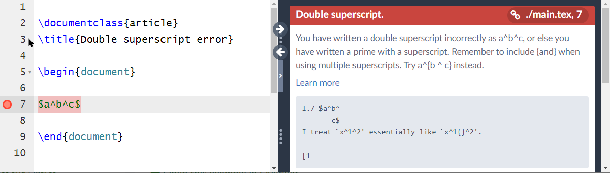 superscript in latex text