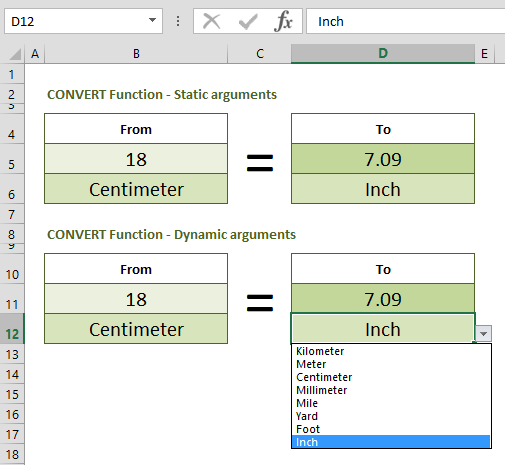 symbol for cm and inches