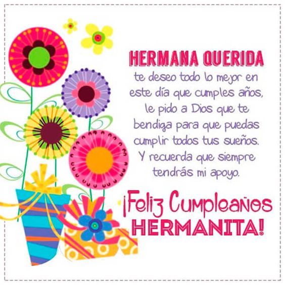 tarjeta de cumpleaños para mi hermana