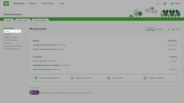 tdcanadatrusteasyweb online banking