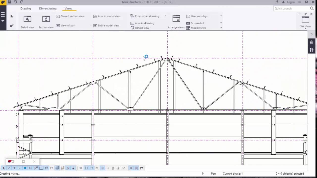 tekla create drawing