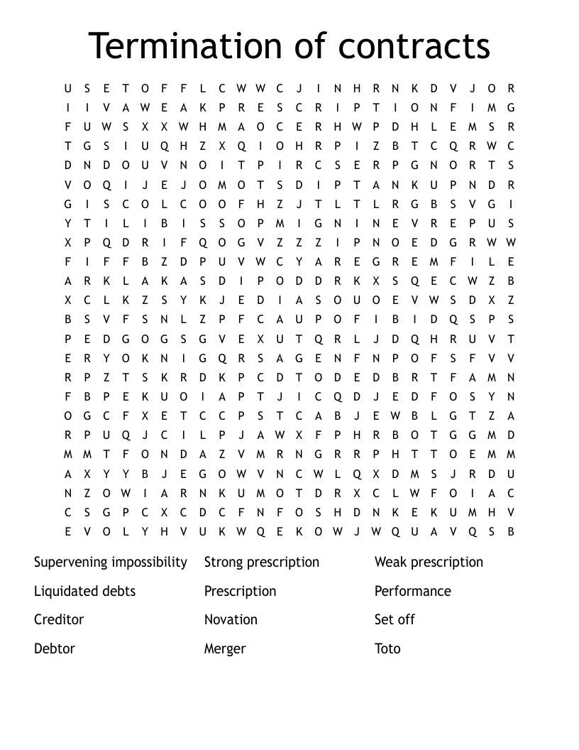 termination of a contract period crossword