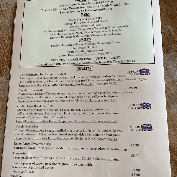 the farrington inn menu