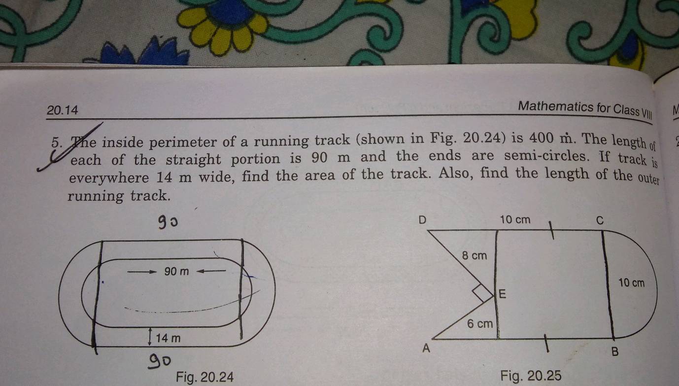 the inside perimeter of a running track is 400m