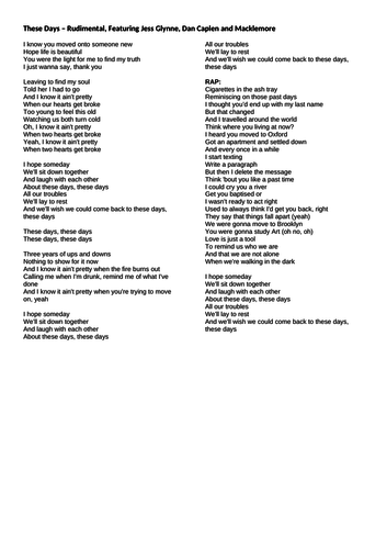 these days lyrics