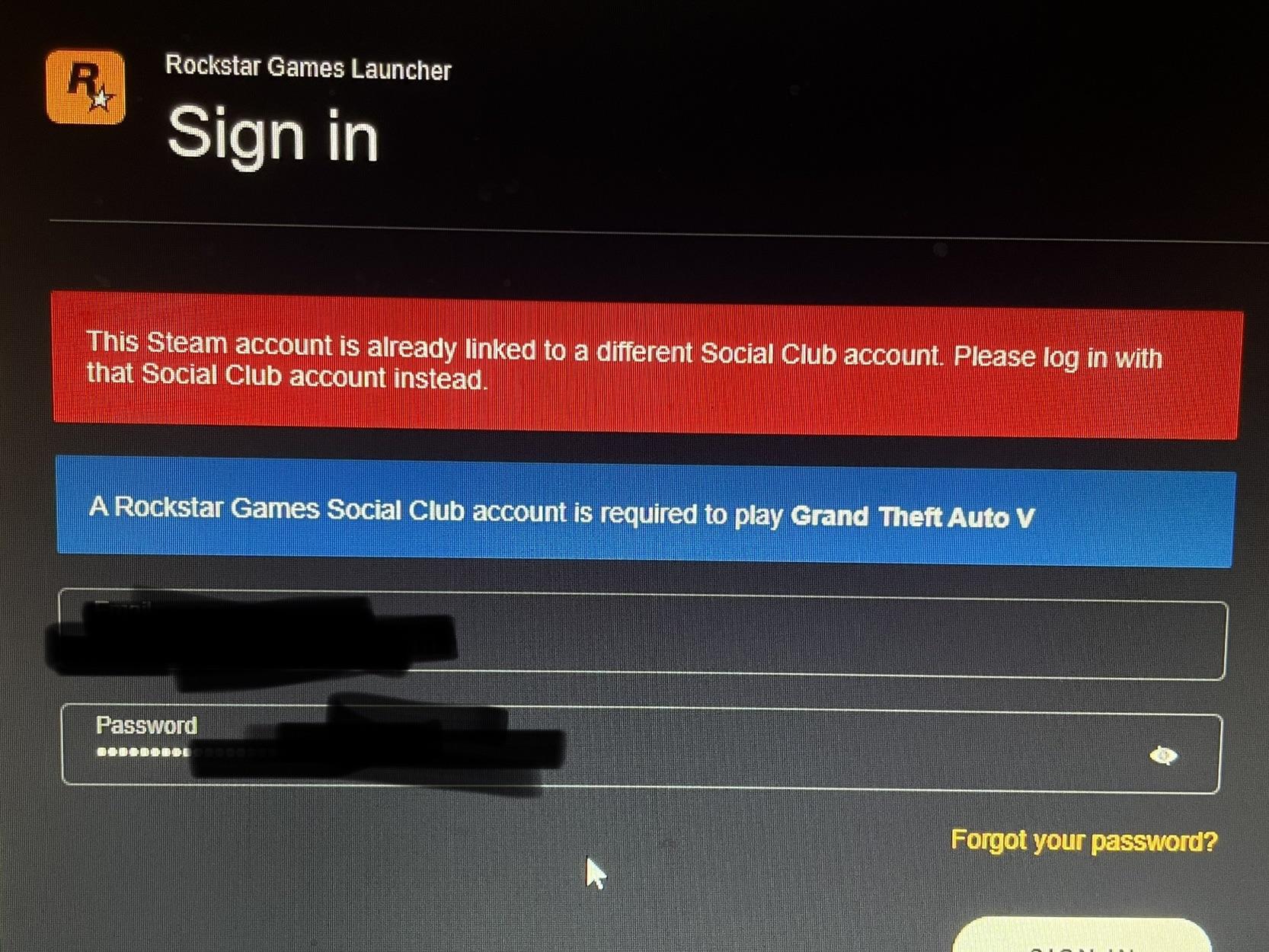 this steam account is already linked rockstar