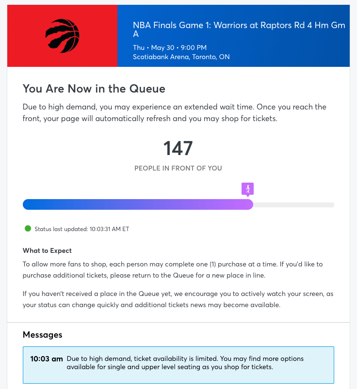 ticket master raptors