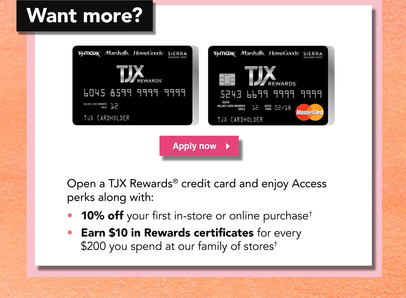 tjx card benefits