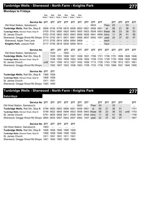 tunbridge wells 277 bus timetable
