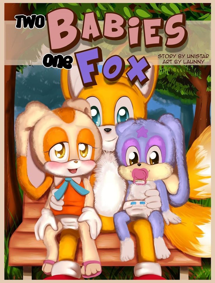 two babies one fox