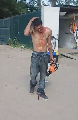 two guys one chainsaw