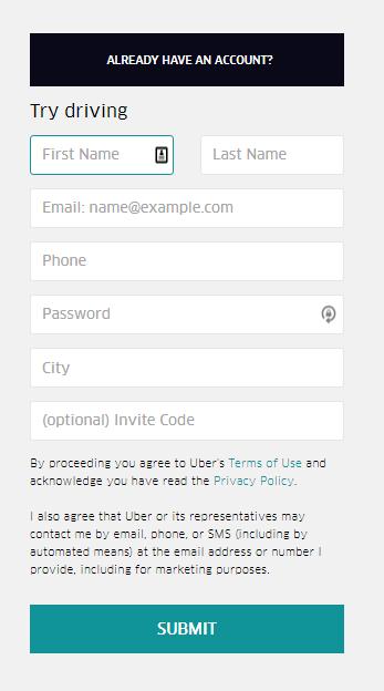 uber driver signup