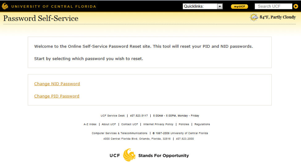 ucf change password