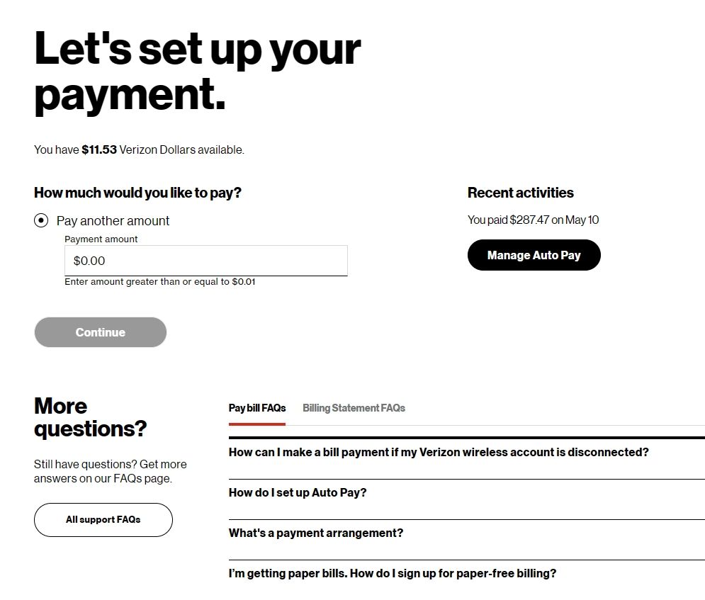 verizon auto pay number