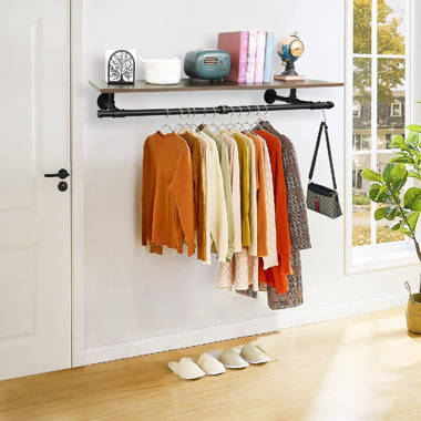 wall mounted clothes rail with shelf