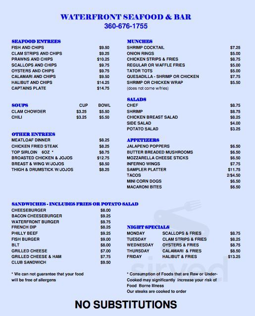 waterfront tavern bellingham menu