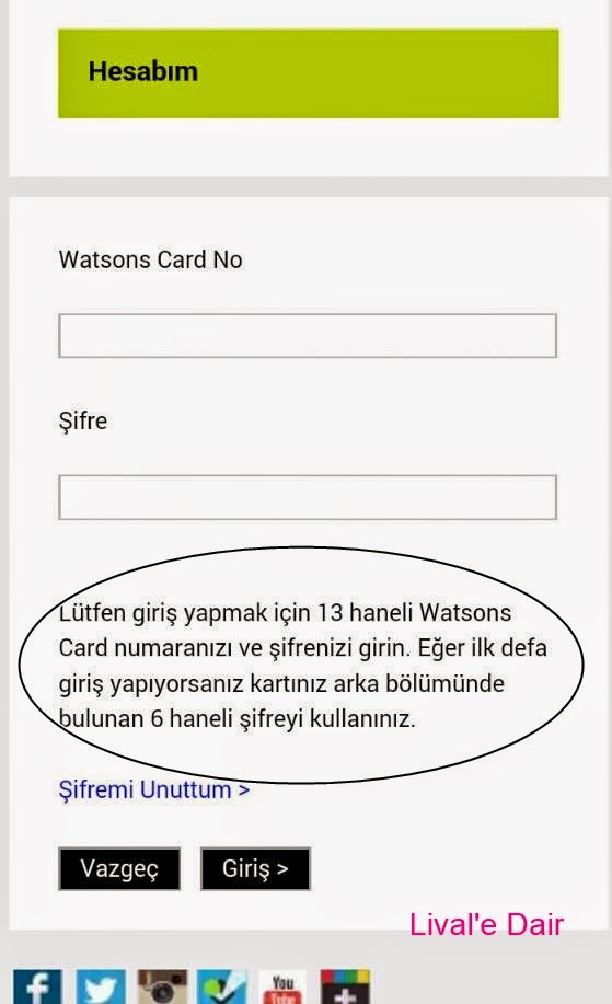 watsonscard.watsons.com.tr giriş