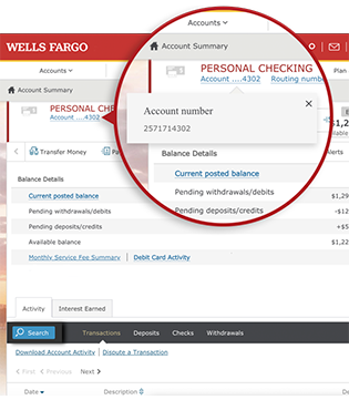 wells fargo checking and routing number