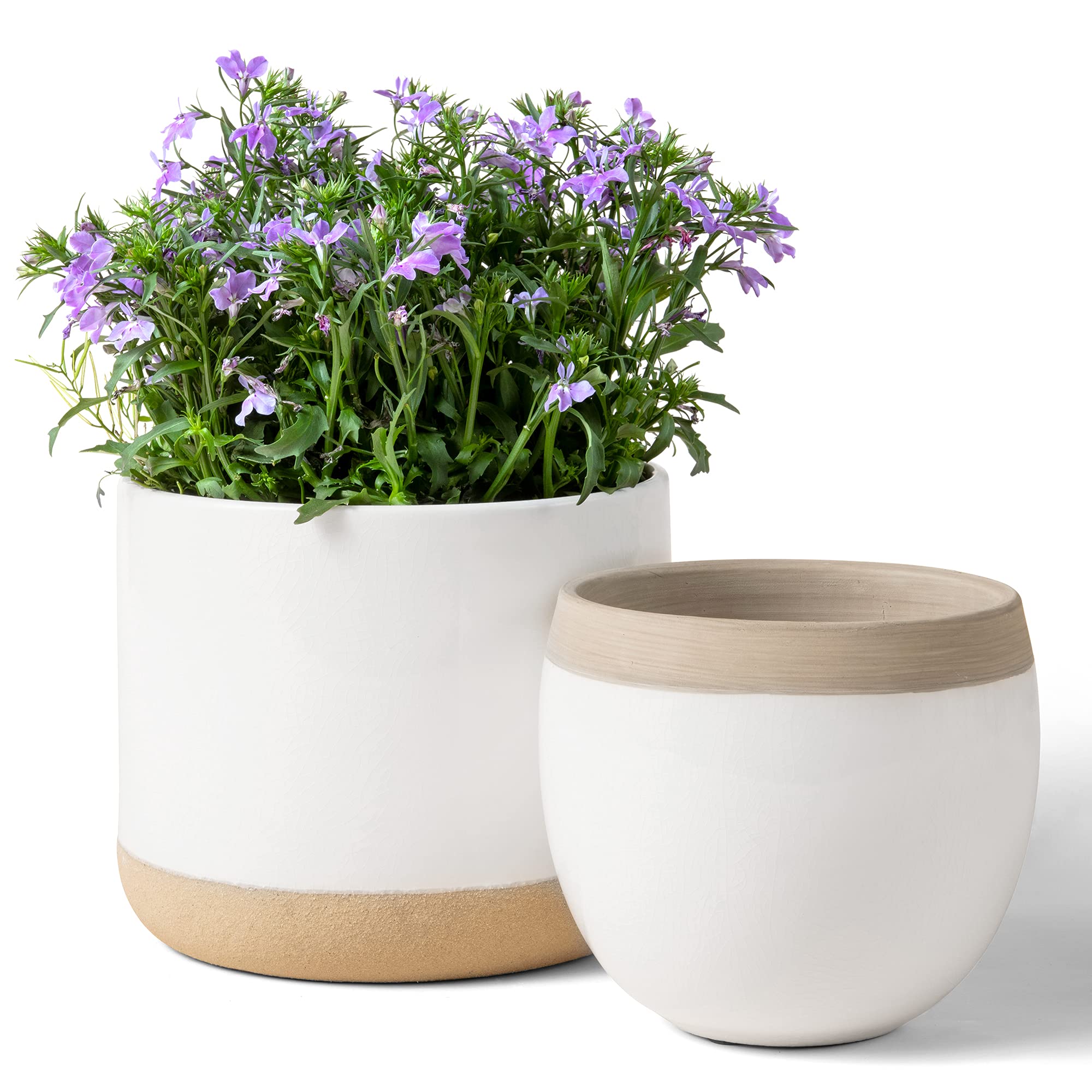 white ceramic flower pots