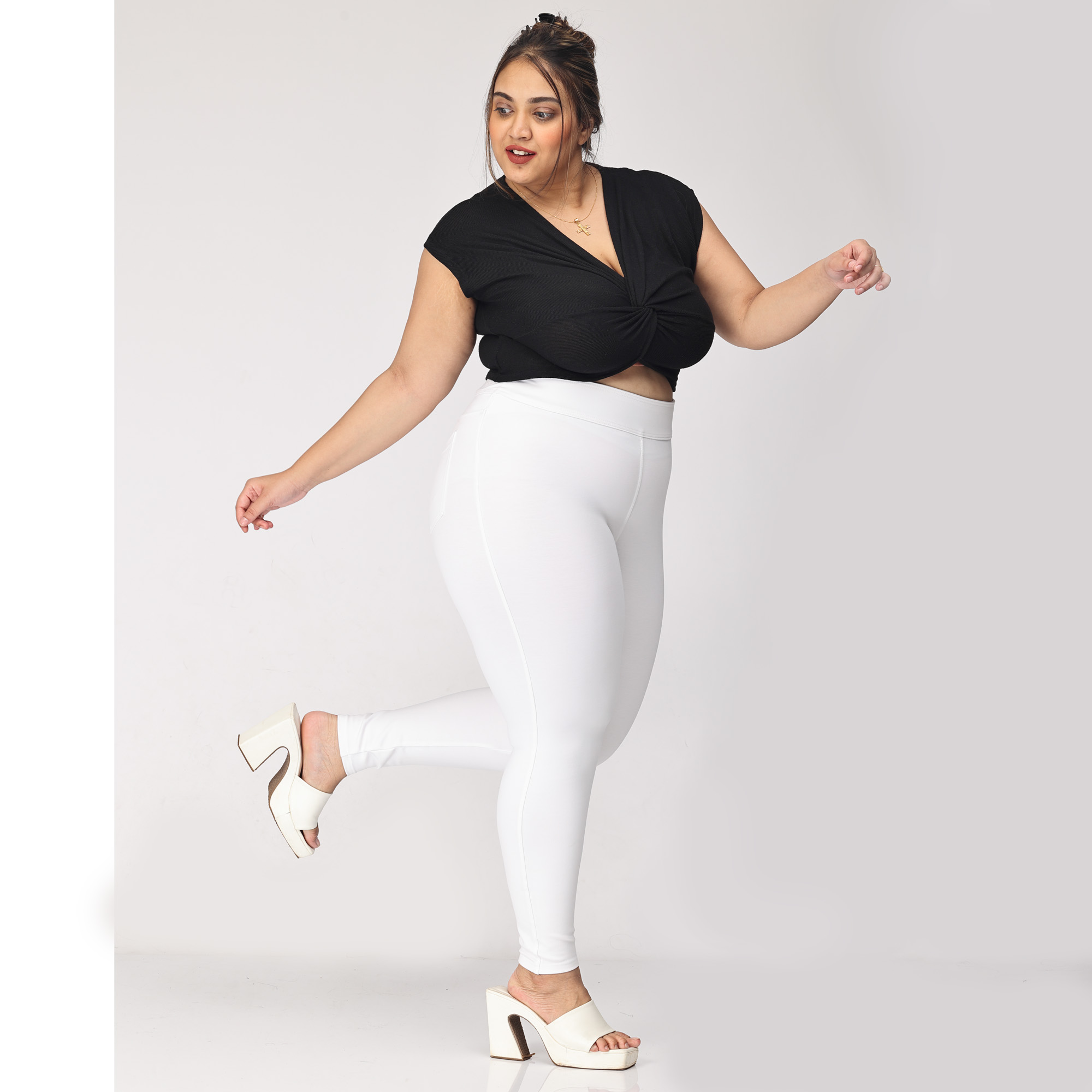 white jeggings plus size