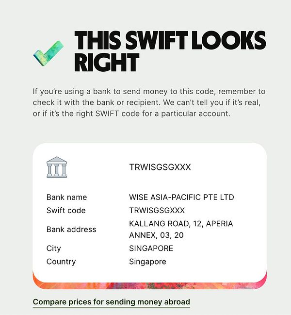 wise swift code