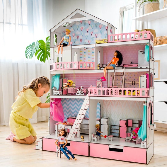 wooden dollhouse barbie