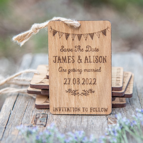 wooden save the date magnets