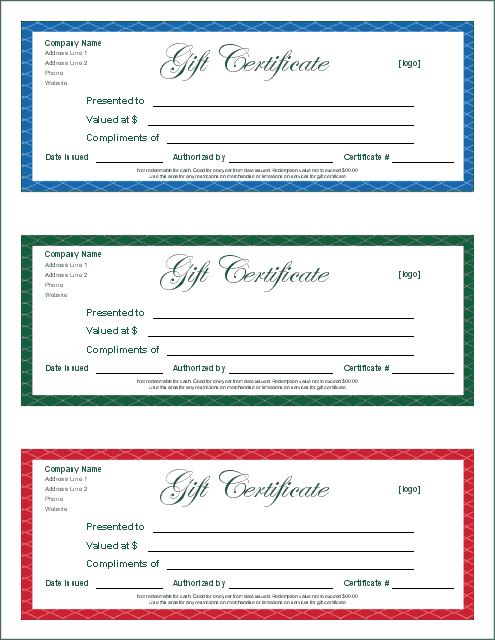 word template gift certificate