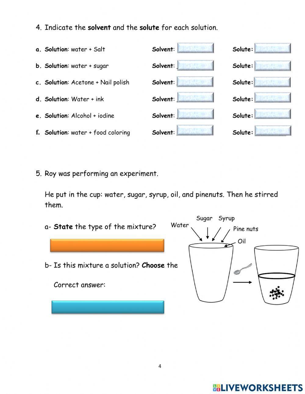 worksheet mixtures and solutions answer key pdf