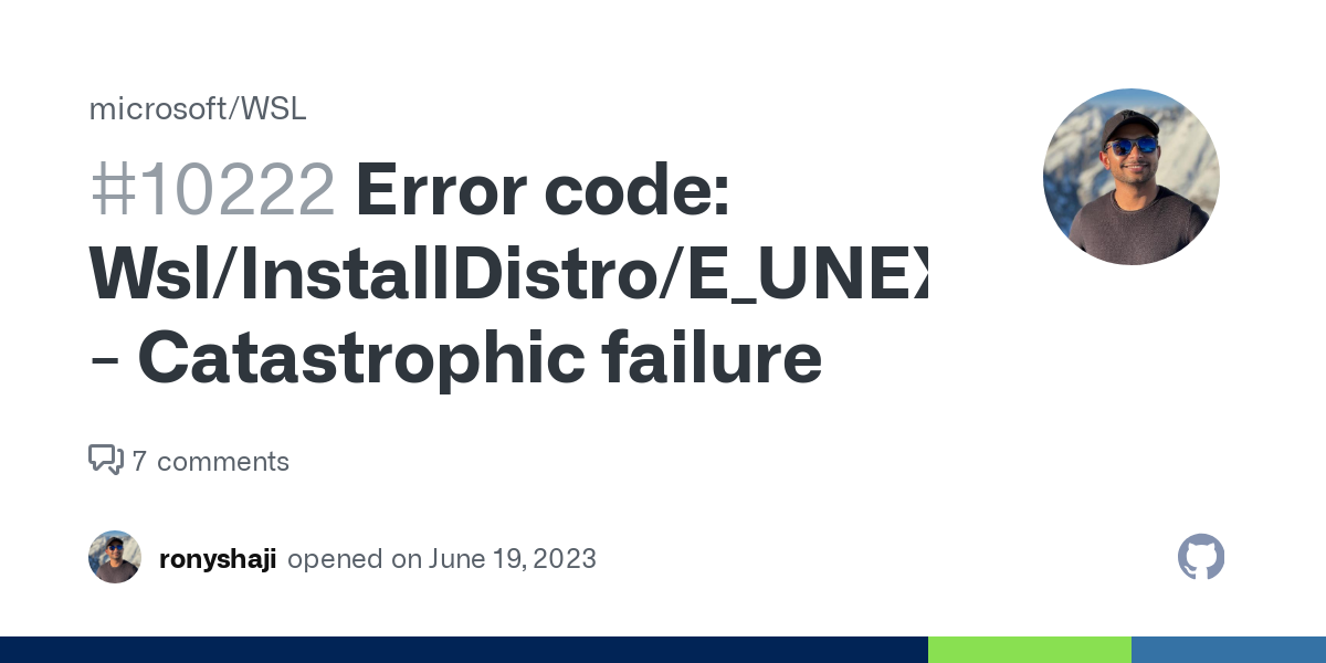 wsl update catastrophic failure