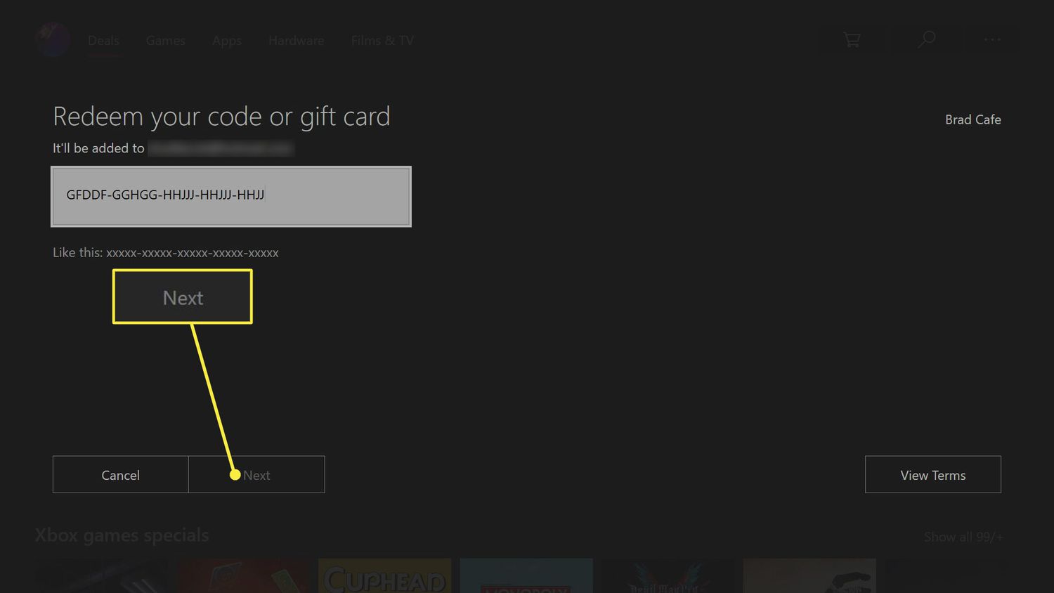 xbox gift card redeem